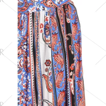 Stylish High Waisted Vintage Print Women's axi Skirt - Jacinth