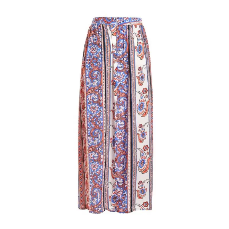 Stylish High Waisted Vintage Print Women's axi Skirt - Jacinth