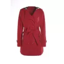 Stylish Hooded Double-Breasted Long Sleeve Worsted Coat For Women - Red