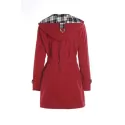 Stylish Hooded Double-Breasted Long Sleeve Worsted Coat For Women - Red