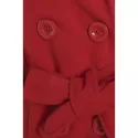 Stylish Hooded Double-Breasted Long Sleeve Worsted Coat For Women - Red