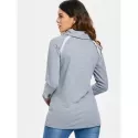 tylish Long leeve Turtleneck olid Color Women's weatshirt - Gray