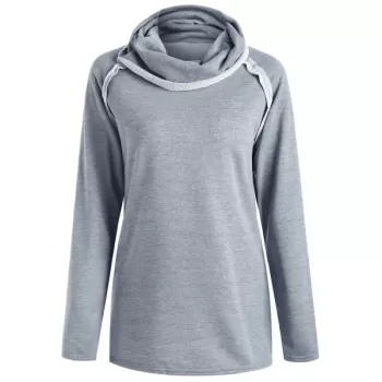 tylish Long leeve Turtleneck olid Color Women's weatshirt - Gray