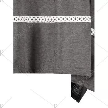 Stylish Round Neck Long Sleeve Asymmetrical Spliced Women's Dress - Gray