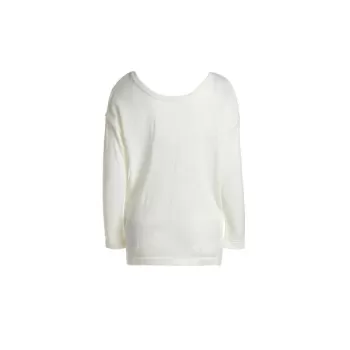 Stylish Round Neck ong Sleeve Backless oose-Fitting Women's Knitwear - Milk White