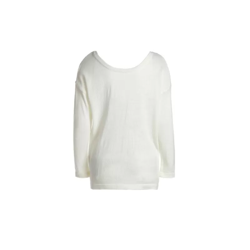 Stylish Round Neck ong Sleeve Backless oose-Fitting Women's Knitwear - Milk White