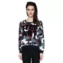 Stylish Scoop Collar Long Sleeve Letter and Camouflage Pattern Women's Sweatshirt -