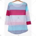 tylish coop Neck 3/4 leeve triped Colored Women's T-hirt -
