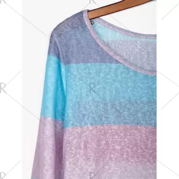 tylish coop Neck 3/4 leeve triped Colored Women's T-hirt -