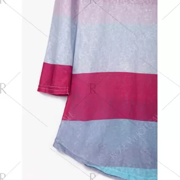 tylish coop Neck 3/4 leeve triped Colored Women's T-hirt -