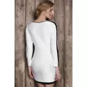 Stylish Scoop Neck Color Block Long Sleeve Bodycon Mini Dress For Women - White