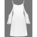 Stylish Spaghetti Strap 3/4 Sleeve Solid Color Spliced Women's Romper - White
