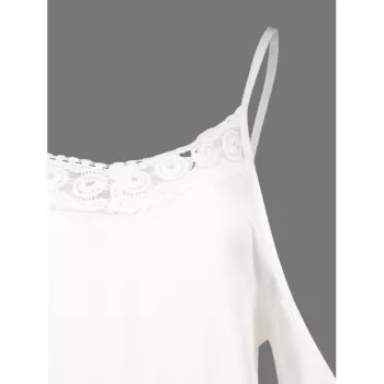 Stylish Spaghetti Strap 3/4 Sleeve Solid Color Spliced Women's Romper - White