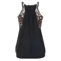 Stylish Spaghetti Strap Leopard Print Hollow Out Women's Tank Top - Black