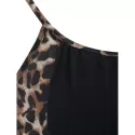 Stylish Spaghetti Strap Leopard Print Hollow Out Women's Tank Top - Black