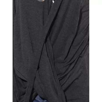 Stylish V-Neck Long Sleeve Asymmetrical Women T-Shirt - Gray One Size(fit Size Xs To