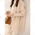 Stylish Women's Scoop Neck Drop Shoulder Solid Color Cardigan - Off-white