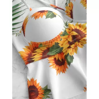 unflower Lace-up Underwire Peplum Tankini wimsuit -