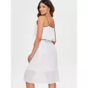 Tassel Brim High Waist Thin Strap Dress - Milk White