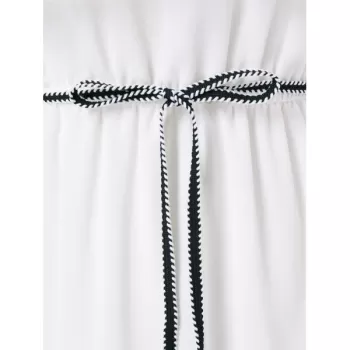 Tassel Brim High Waist Thin Strap Dress - Milk White