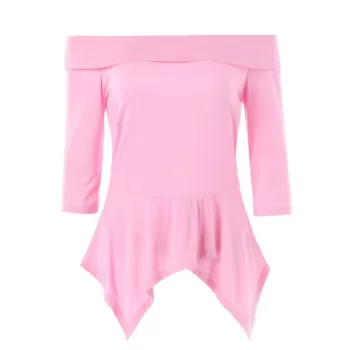 Three Quarter Sleeve Skirted T-shirt - ight Pink