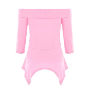 Three Quarter Sleeve Skirted T-shirt - ight Pink