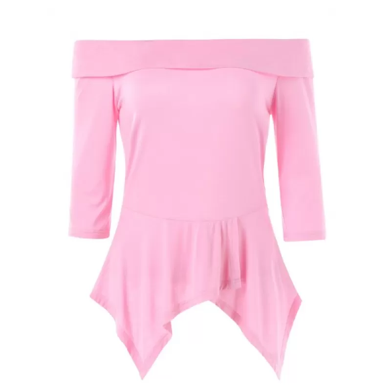 Three Quarter Sleeve Skirted T-shirt - ight Pink