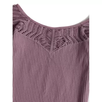 Thumbhole Eyelet Long leeve port Top - Purple