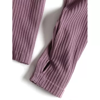 Thumbhole Eyelet Long leeve port Top - Purple