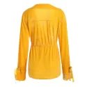 Tie Cuffs Drawstring Waist Velvet Shirt - Yellow