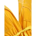 Tie Cuffs Drawstring Waist Velvet Shirt - Yellow