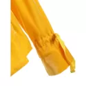 Tie Cuffs Drawstring Waist Velvet Shirt - Yellow