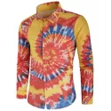 Tie Dye Print Hidden Button Shirt -