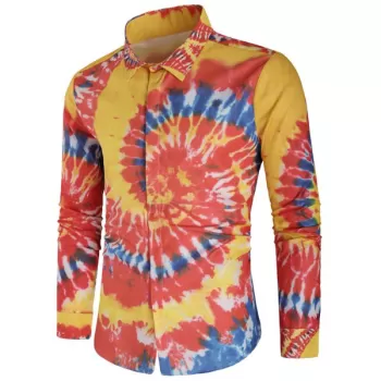 Tie Dye Print Hidden Button Shirt -