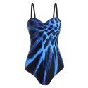 Tie Dye Push Up One-piece Cut Out wimsuit - Blue