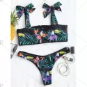 Tied houlder Flower Pattern Bikini et -