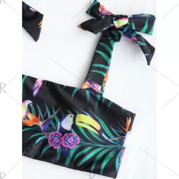 Tied houlder Flower Pattern Bikini et -