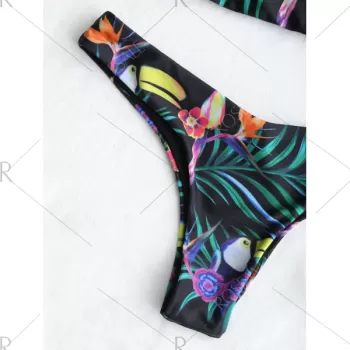 Tied houlder Flower Pattern Bikini et -