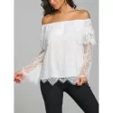 Tiered Off The Shoulder Bell Sleeve Blouse - White