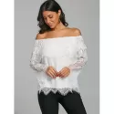 Tiered Off The Shoulder Bell Sleeve Blouse - White