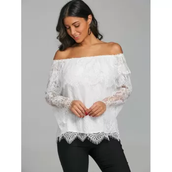 Tiered Off The Shoulder Bell Sleeve Blouse - White