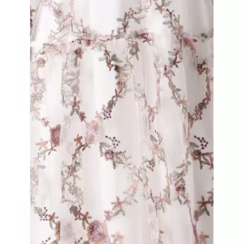 Tiny Floral Embroidery Lace Up esh Dress -