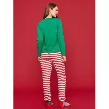 Tree Snowman Print Striped Family Christmas Pajamas - Light Sea Green Dad