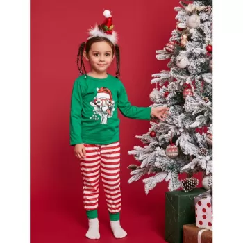 Tree Snowman Print Striped Family Christmas Pajamas - Light Sea Green Dad