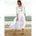 Trendy Embroidered Cami Ethnic Dress   Lace Blouse Women's Twinset - White