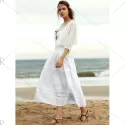 Trendy Embroidered Cami Ethnic Dress   Lace Blouse Women's Twinset - White