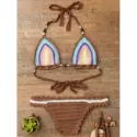 Trendy Halter  Knitted Colored Women's Bikini Set -  One Size(fit Size Xs To
