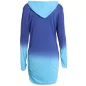 Trendy Hooded Ombre Color Long Sleeve Hoodie For Women - Blue