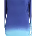 Trendy Hooded Ombre Color Long Sleeve Hoodie For Women - Blue