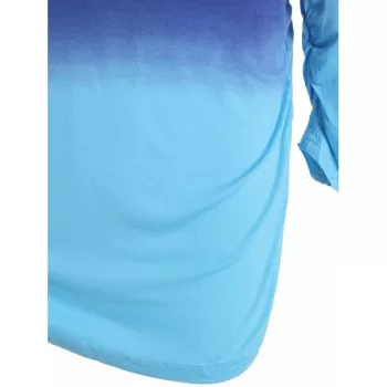 Trendy Hooded Ombre Color Long Sleeve Hoodie For Women - Blue